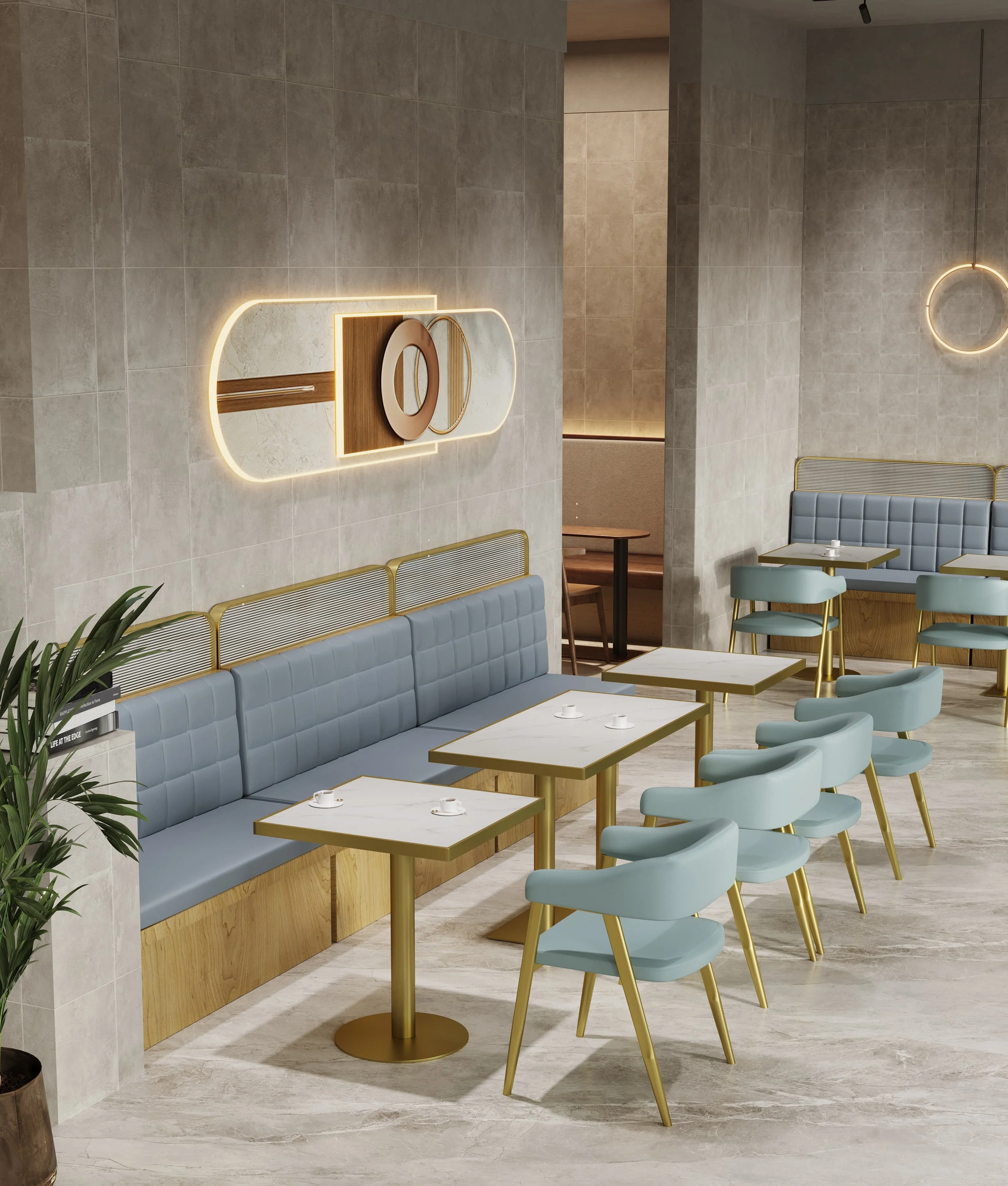 Commercial Hotel Restaurant Furniture Sets Bench Seating Nordic Modern Tables and Chairs Set for Cafes and Restaurants