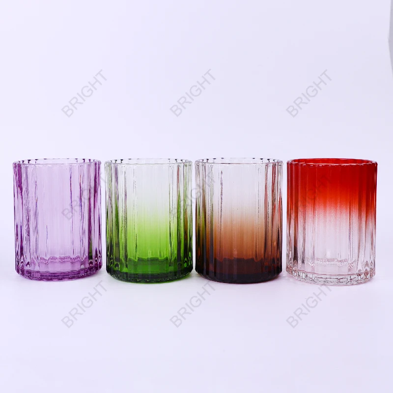 Wholesale Candle Holders Lanterns And Candle Jars Customized Luxury Striped Empty Modern Candle Jar For Home Decoration