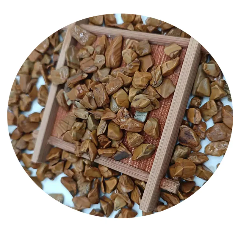 China Supply  Natural Wood-Grain Yellow Pebble Stones crushed stones for garden supplies or road paving