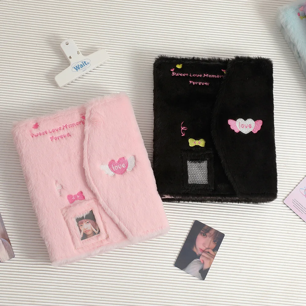 Kpop photocard plush collect book  Plush binder photo album with magnetic button and card window