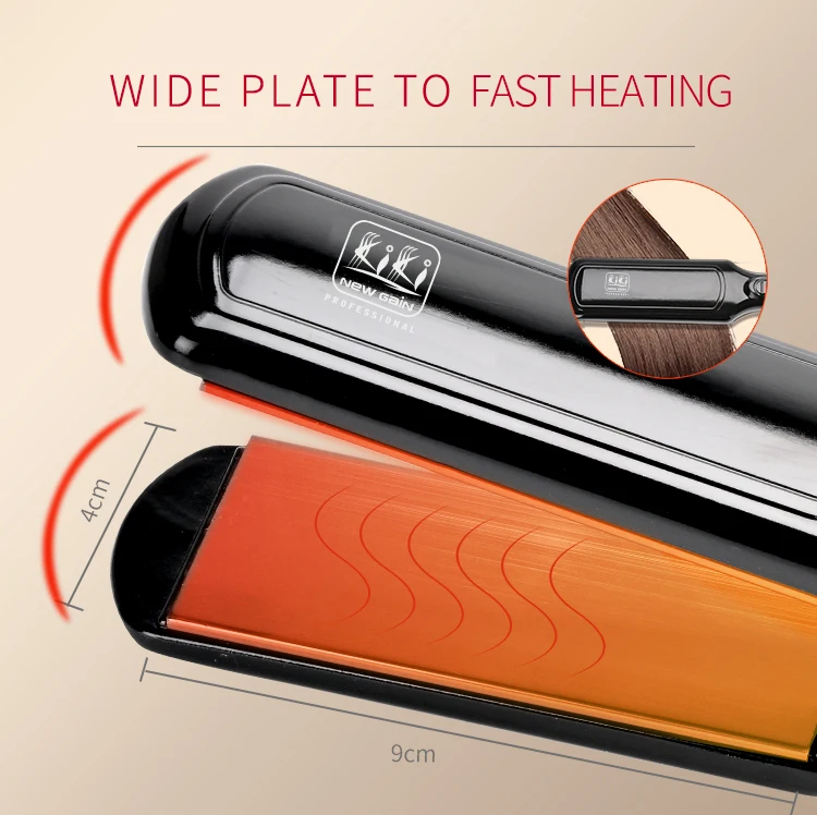 Wholesale Economical Adjustable Temperature PTC Heater Hair Straightener Brush Titanium Wide Plate Hair Straightener for Salon