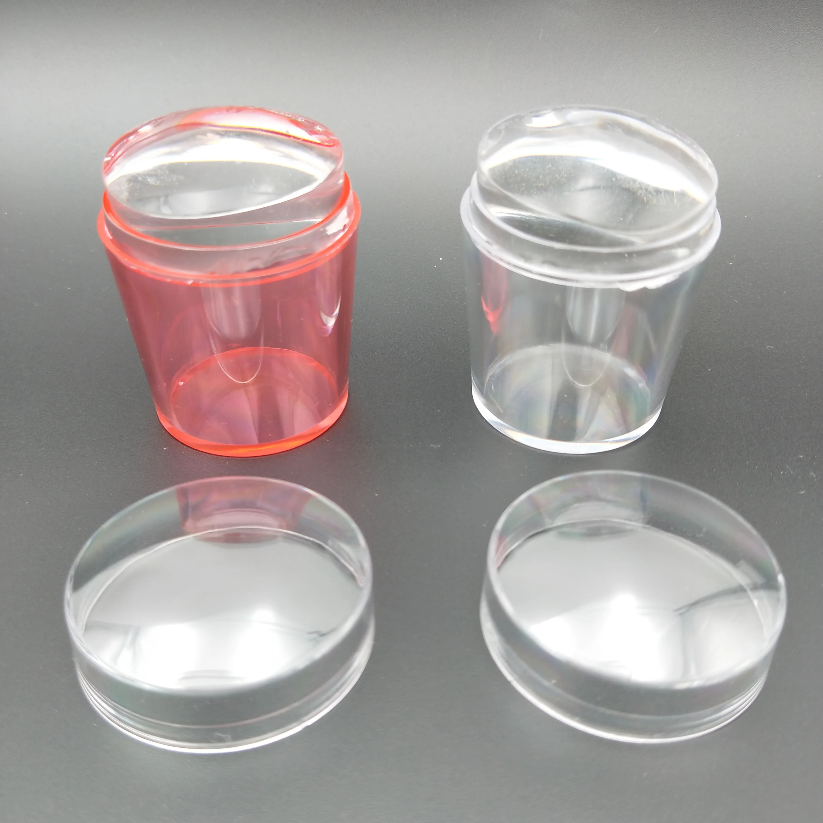 Portable Customized With Scraper 3D Hot French Tip Style Stamp Stamping Tool 3.8cm Clear Jelly Silicone Nail Art Stamper