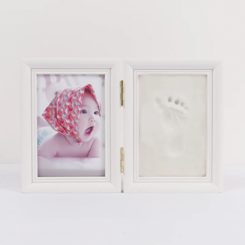 2024Baby baby fingerprint solid wood photo frame set baby souvenir.