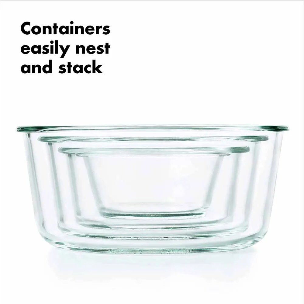960ml Clear Glass Storage Store Glass Food Storage Container Set with Lid, BPA-Free Lid, Dishwasher, Microwave and Freezer Safe