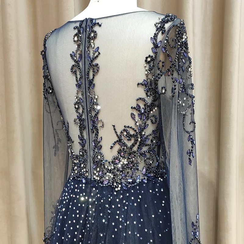 Black Long Sleeve Wedding Party Dress Sequin Evening Dress Party Wear for Ladies