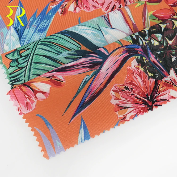 
Tropical Floral Orange Digital Pinnted 95%Polyester 5%Spandex Scuba Knit Fabric for Women Dress 
