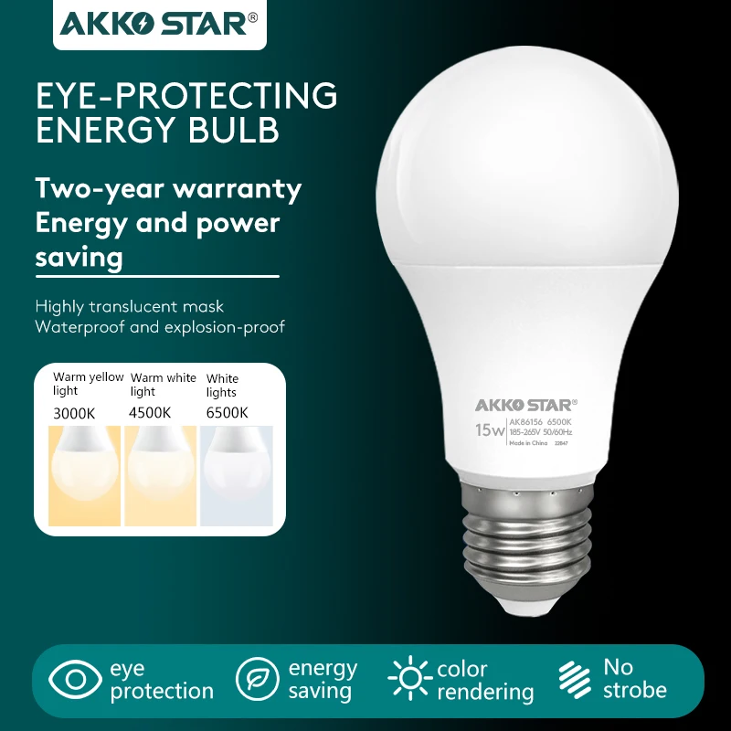 AKKO STAR E27 B22 Led Bulb Light Hot Selling Plastic Aluminum 3w 5w 7w 9w 12w 15w 18w 25w Globe AC 90 80 Noas Led Ampul -25 - 45