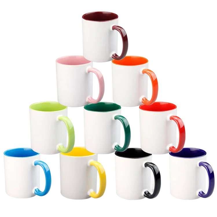 Wholesale personalized interior color high quality ceramic color coffee mug creative sublimation blank ceramic mug