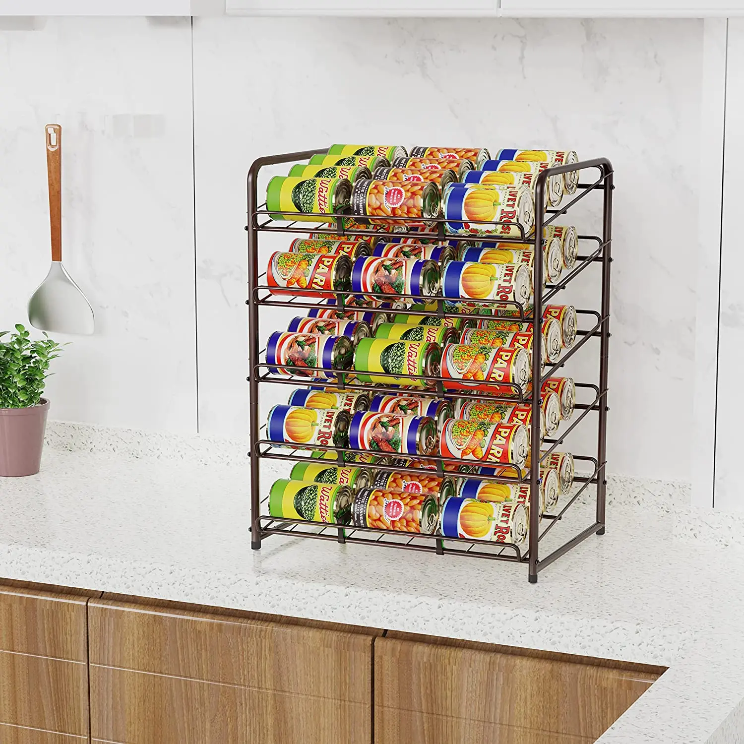 Counter-top Metal Brown Commercial Beverage Display Rack for Supermarket, Household Can Storage Rack