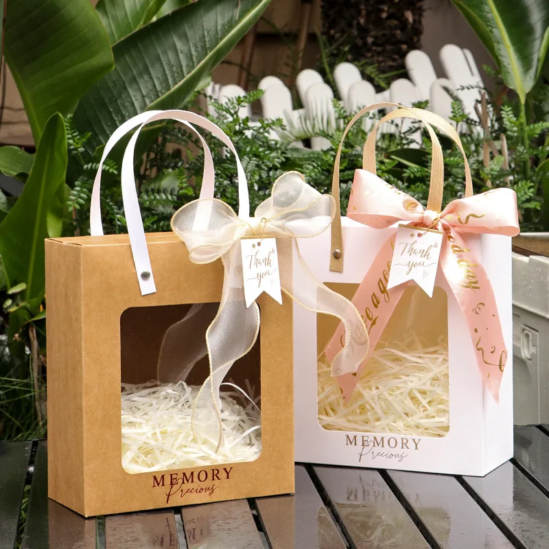 Luxury Pink Paper Bowknot Bag with Offset Printing Custom Recycled Material Gift Shopping Packaging box