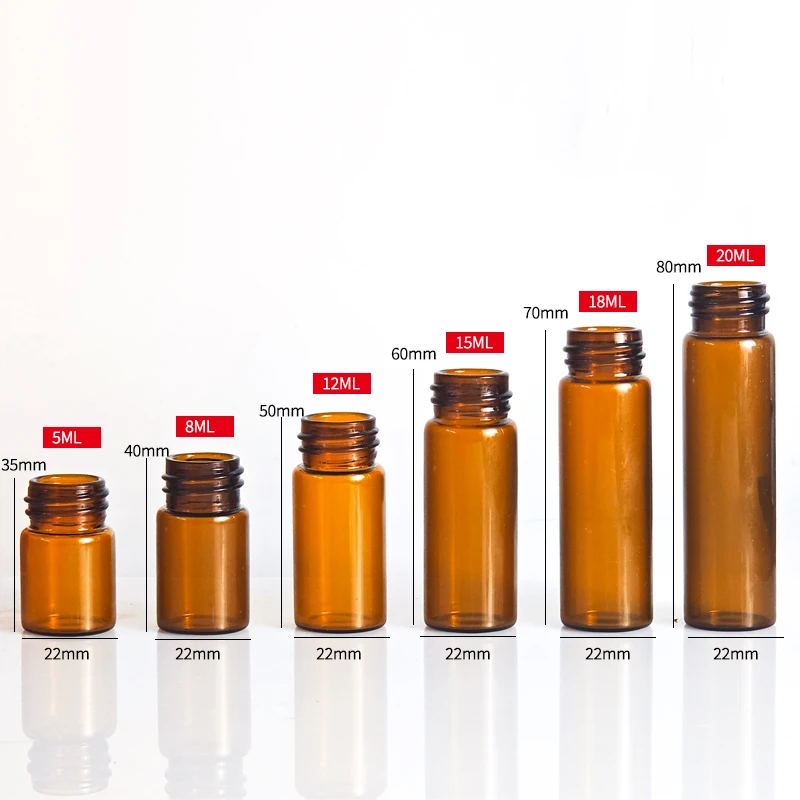 Wholesale Empty Glass Packaging Tube Vial 5ml 10ml 15ml 20ml Clear Amber Small Glass tube Bottle With Screw Cap