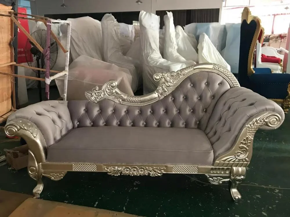 Silver frame white leather double seat throne chair