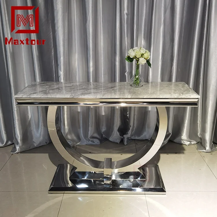 European modern console table stainless steel living room furniture glass/marble top tables