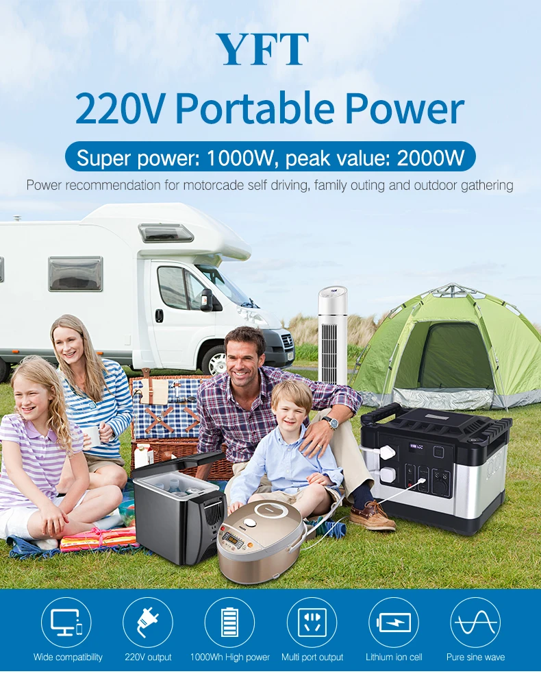 Power Generator Portable Pure Sine Wave mini solar Generator 1000W Portable Power Station For Outdoors Camping