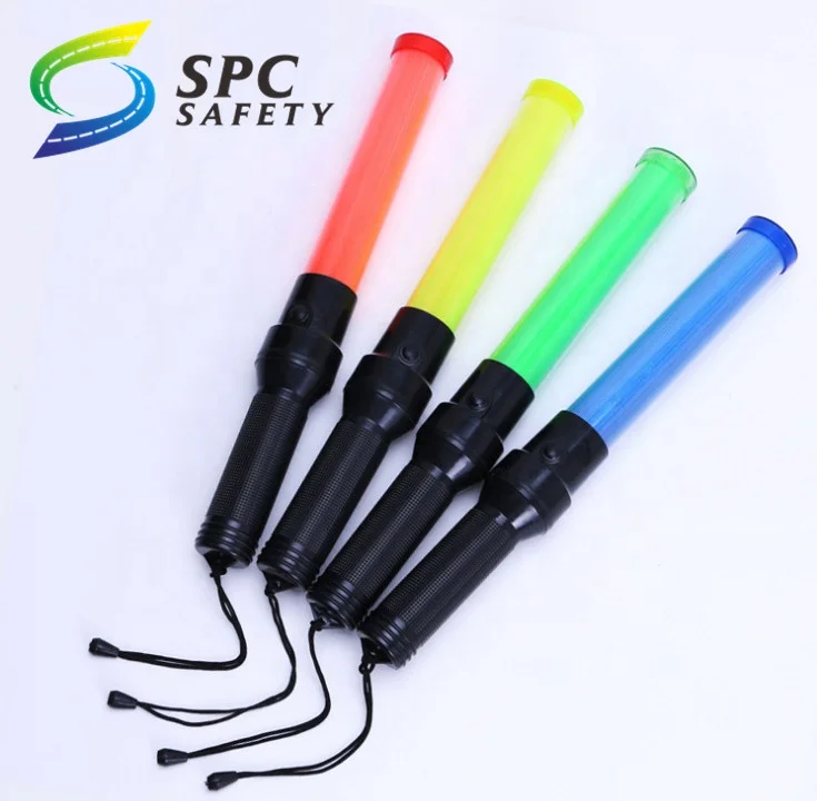 Wholesale 41cm white shell bicolor handheld flashing light wands LED airport traffic Aviation safety marshalling signal batons