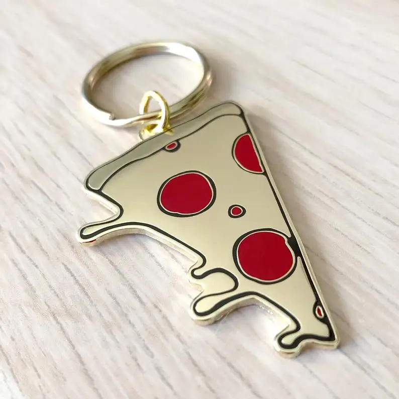 custom metal food french fries hamburger pizza food key chain promotional gift pendant keychain for gifts