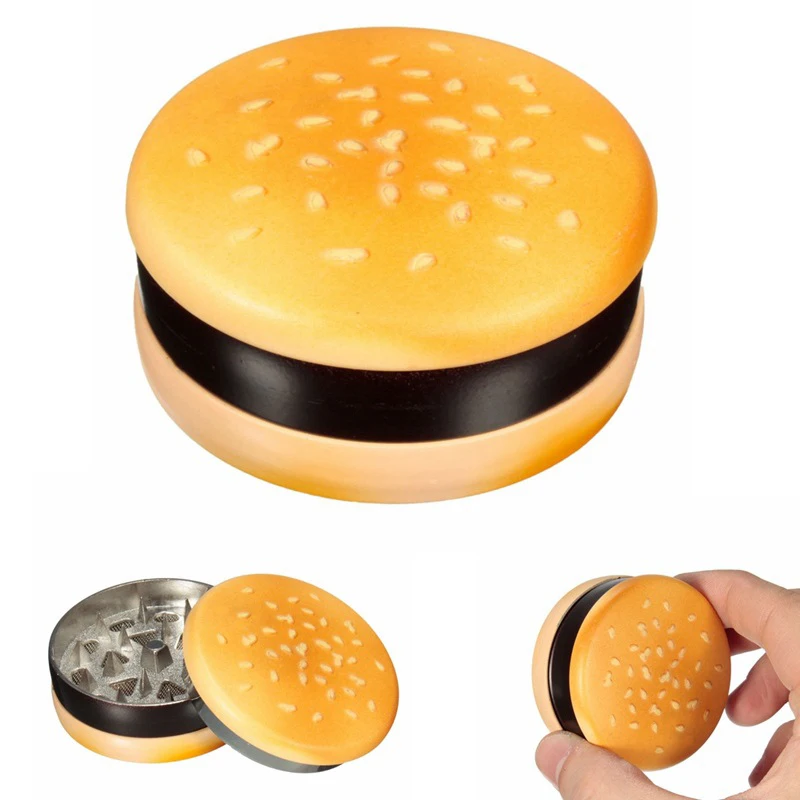 Creative Hamburger Shape 3 Layers Zinc Alloy Herb Grinder Smoking 55mm Tobacco Herb  Grinder Smoke Hookah Tobacco Crusher