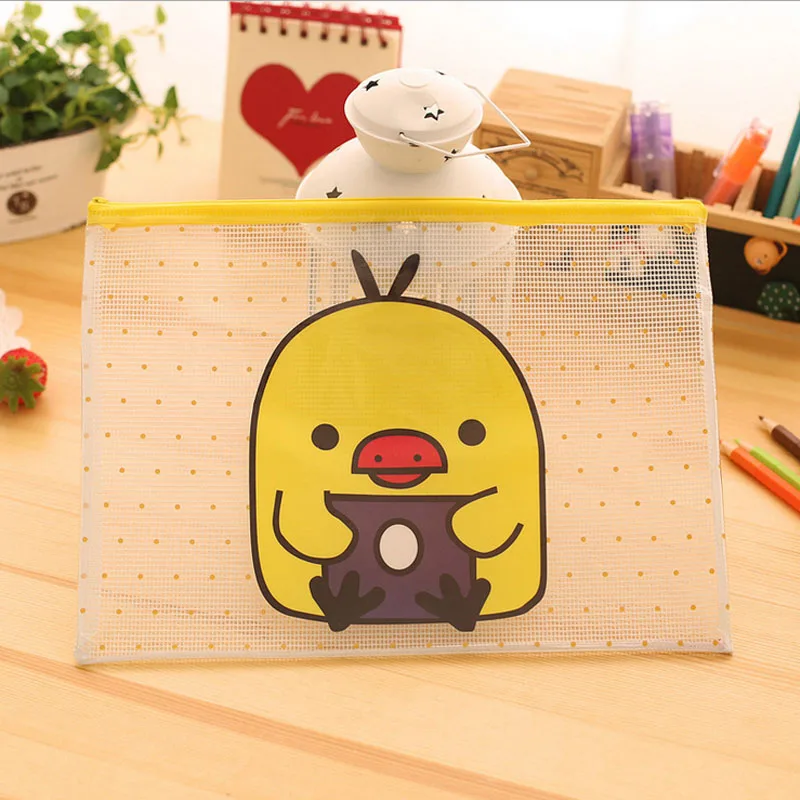 
Durable Waterproof Cute Pvc Mesh Zipper Document Bag 