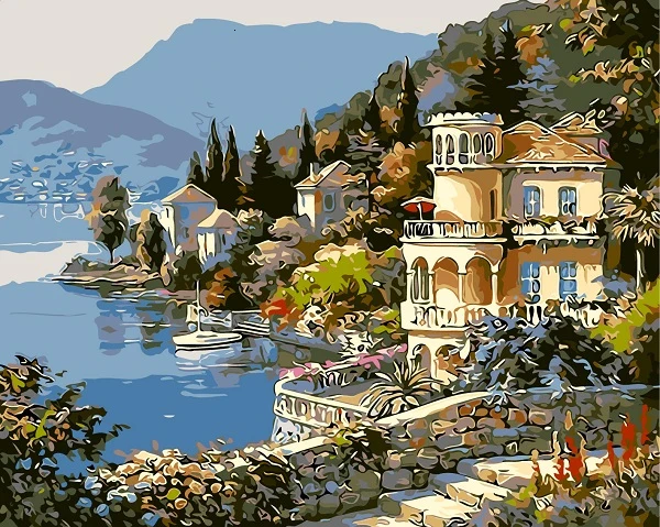 Custom Wholesale Price Landscape Picture Wall Decor Artwork Diy painting by numbers for kids and adult