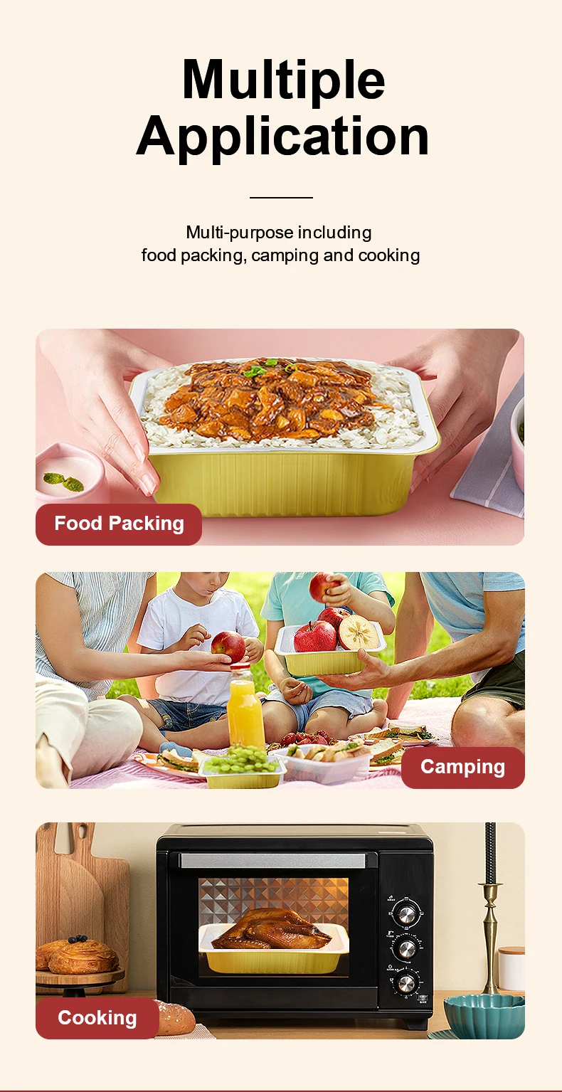 Over 300 Sizes Color Rectangular Aluminum Foil Container with Compatible Aluminum Foil Container Sealing Machine