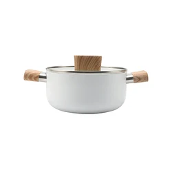 New Design Cheap High Quality Wooden Handle Korean Ceramic White Casserole