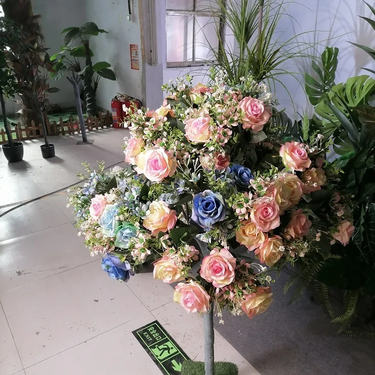 SC0031 1.2m 1.5m Indoor Little faux silk Flower Tree White Pink Wedding wisteria Table Centerpiece Decor Artificial rose Tree