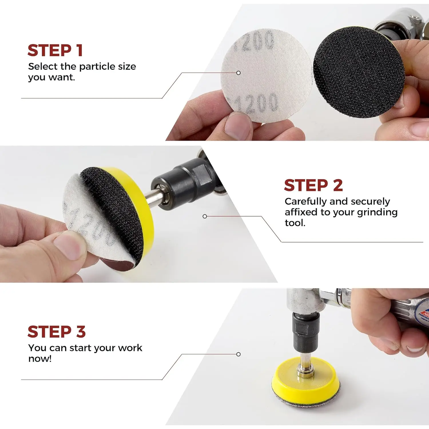2 Inch Hook and Loop Sanding Discs No-Hole Sandpaper 1200 Grit Orbital Sander Pads for Sanders Drill