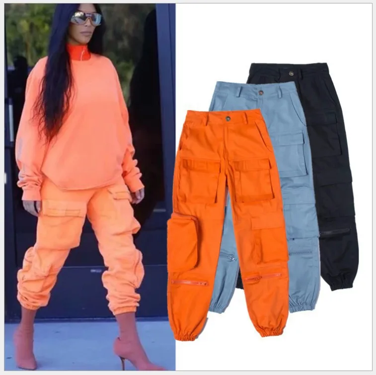 Wholesale girls cargo pants comfortable cotton sportswear casual pants for women