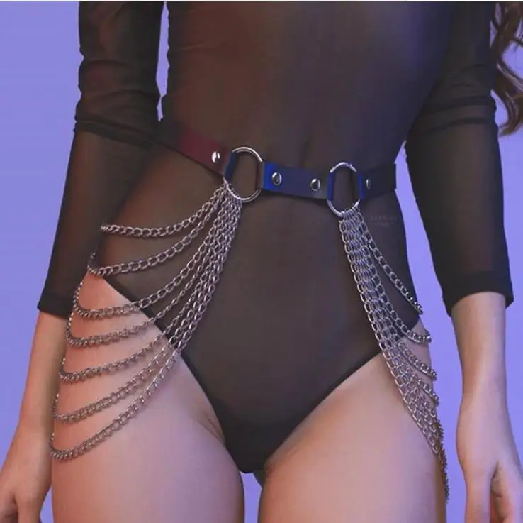 Punk Sexy Belt Body Chain Multi-layer Vintage Silver Body Chain Jewelry for Women