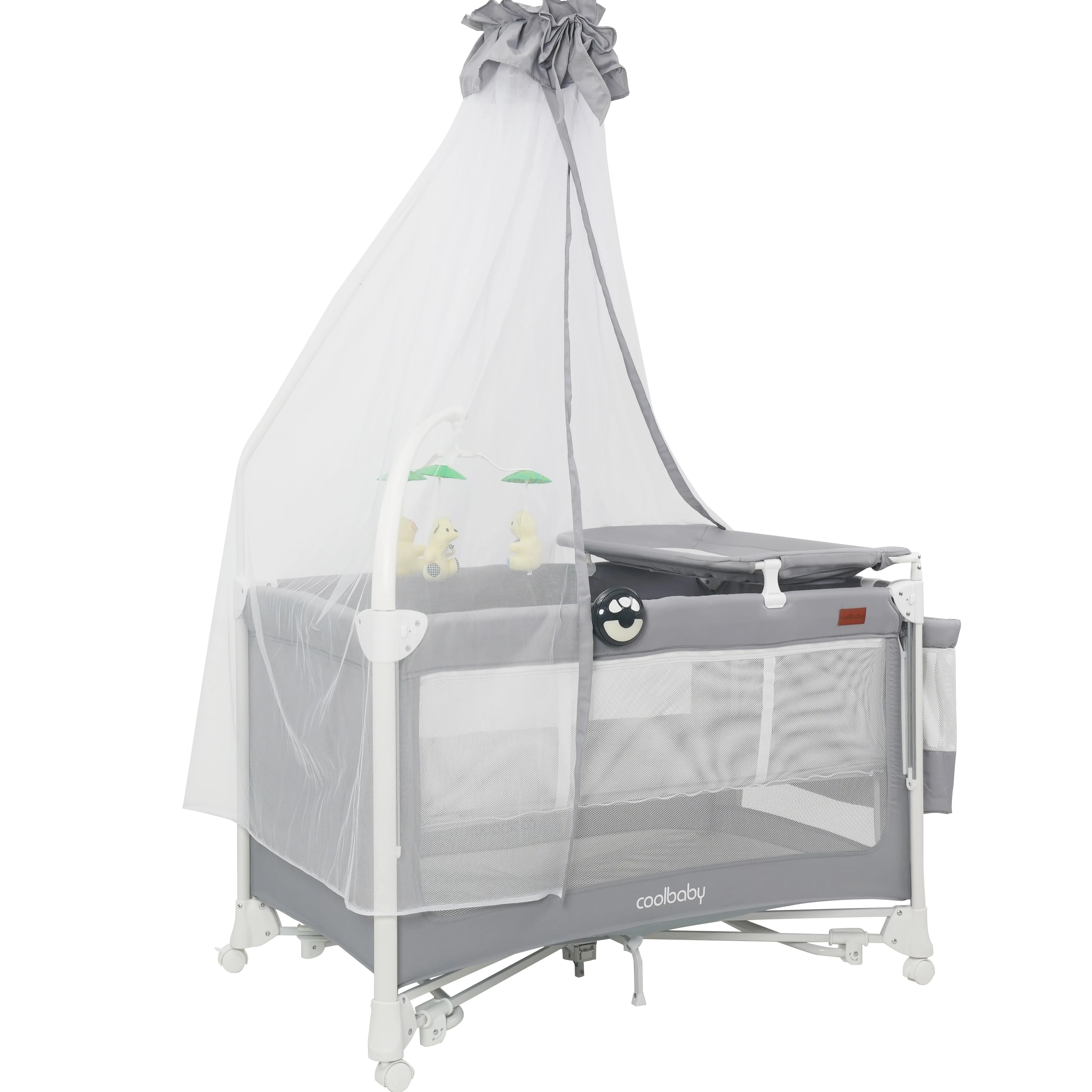 P106L10 Cool Baby 1-stop foldable baby playpen cot with double layers mattress