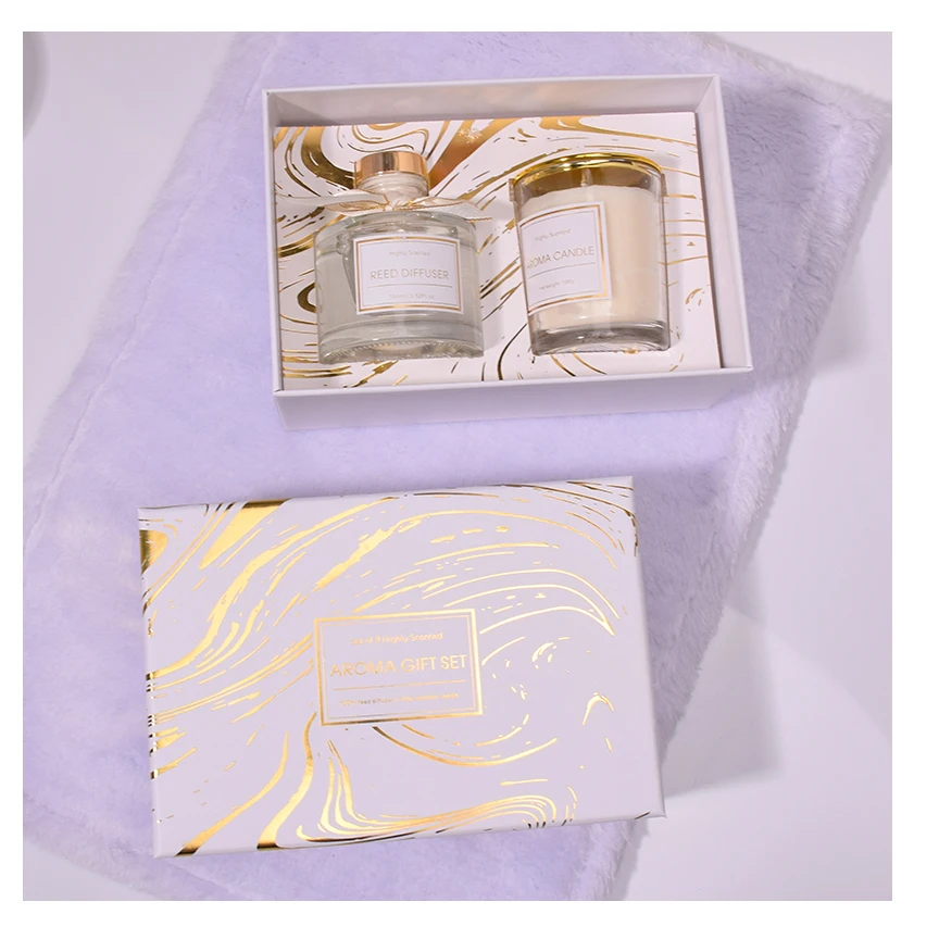 Vela perfumada Scented candle gift set luxury reed diffuser reed diffuser candle black set reed diffuser and candle set