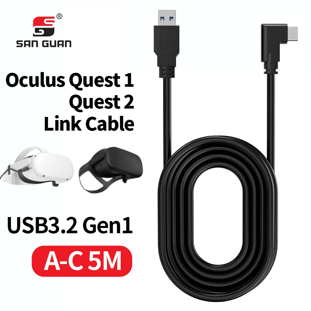 Made for oculus quest link cable 3.0 5M long Right Angle Usb 3.2 Gen1 type c For VR Headset (62508945855)