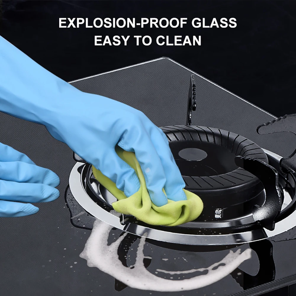 Kitchen Cookware Tempered Glass Gas Stove 2 Burner Built-In Household 3.8 KW Cooktop