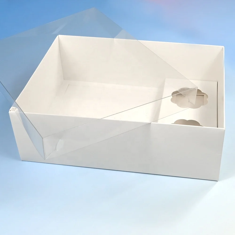 XJH 2 Cavities Cupcake Box Cookie Brownie Boxes with Clear Lid Dessert Shooter Box for Birthday Party Wedding