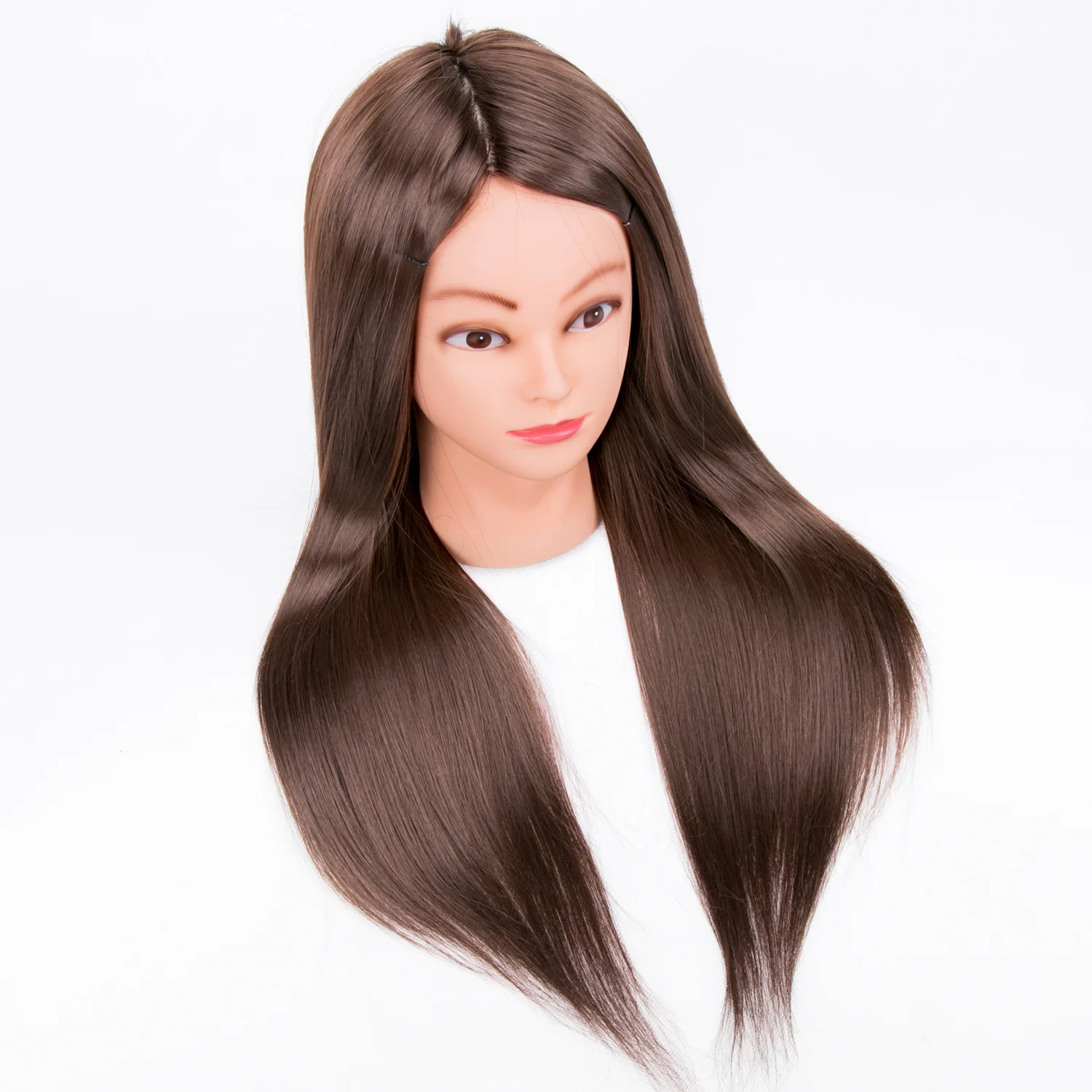 Female Synthetic Training Mannequin Manikin Head Wig Display Wholesale Brown Straight hair Mannequin Head For Hair Salon