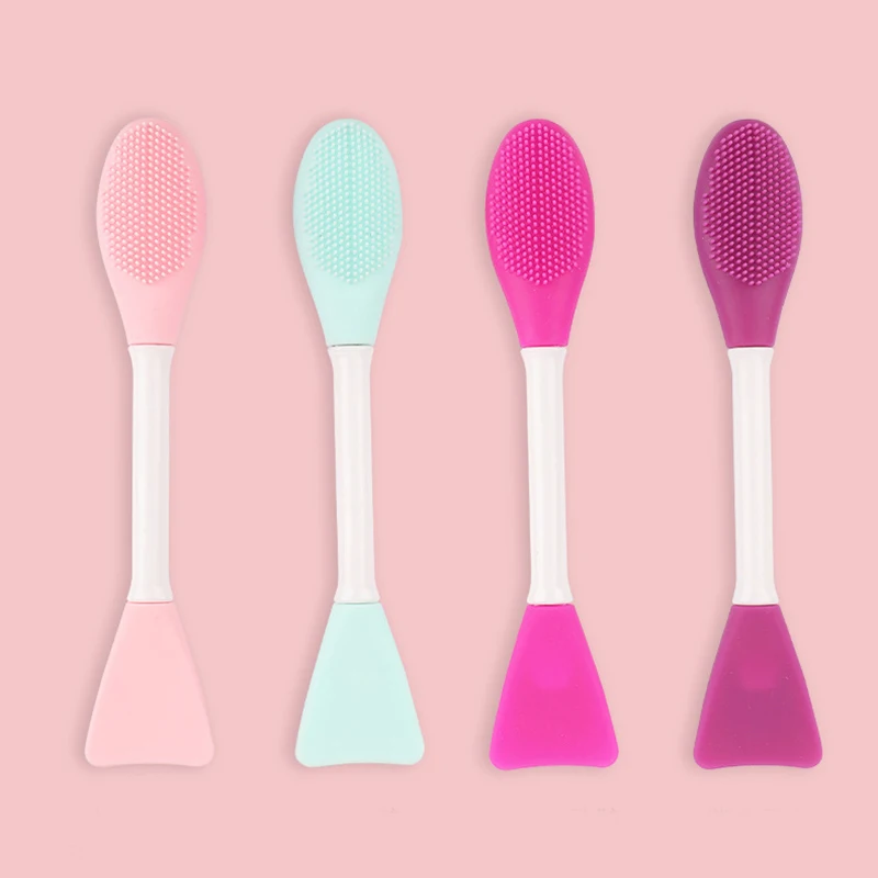 Silicone brush soft head mud film special double-head dual-use cleaning face massage massage mask beauty makeup tools