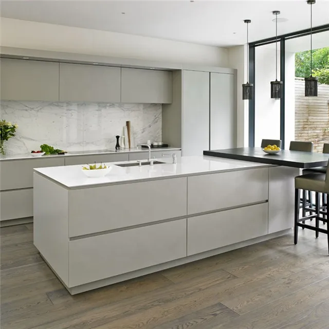 High Gloss White Lacquer Modern Smart 2 Pac Kitchen Cabinet