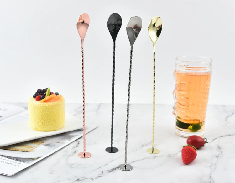 New look High Quality Stainless Steel Straw Spoon For Drink Bar Coffee Colorful Serving Rice Scoop Stainless Steel Dinner Spoon