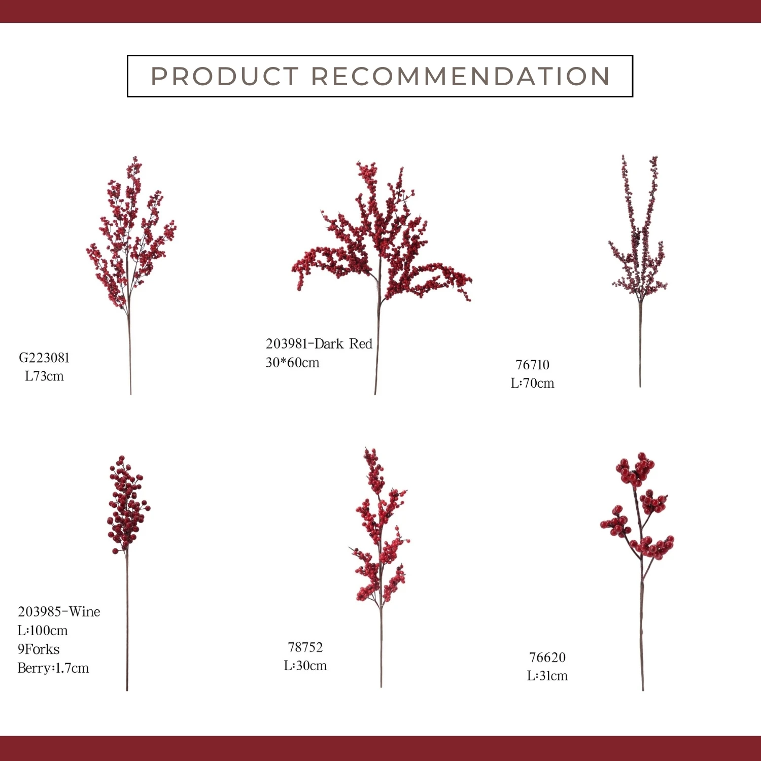 Christmas Tree Snowy Faux Red Berry Branch