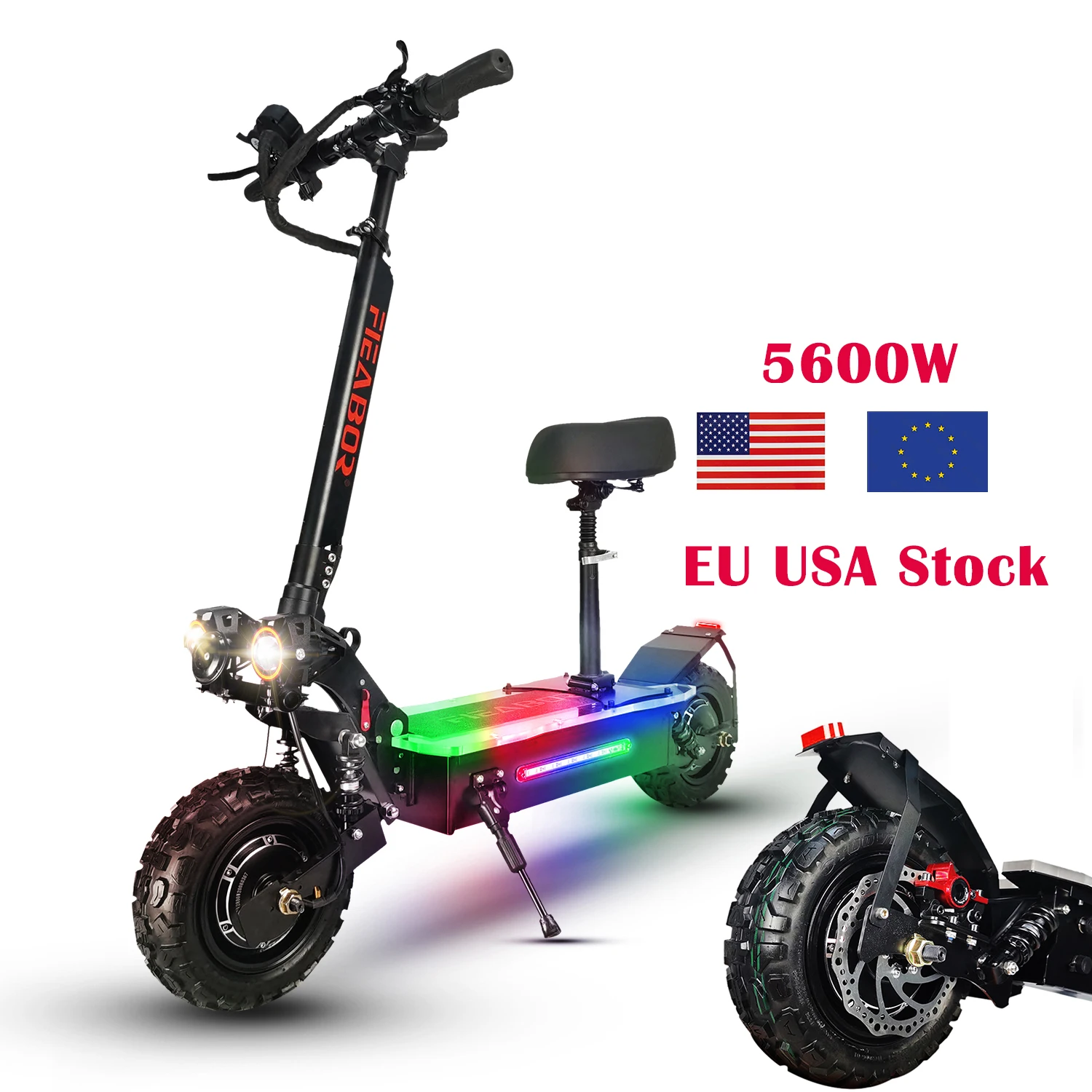 5600Watt 60V Dual Motor E Scooter Folding 11inch Offroad Powerful Q06P Electric Scooter USA Warehouse