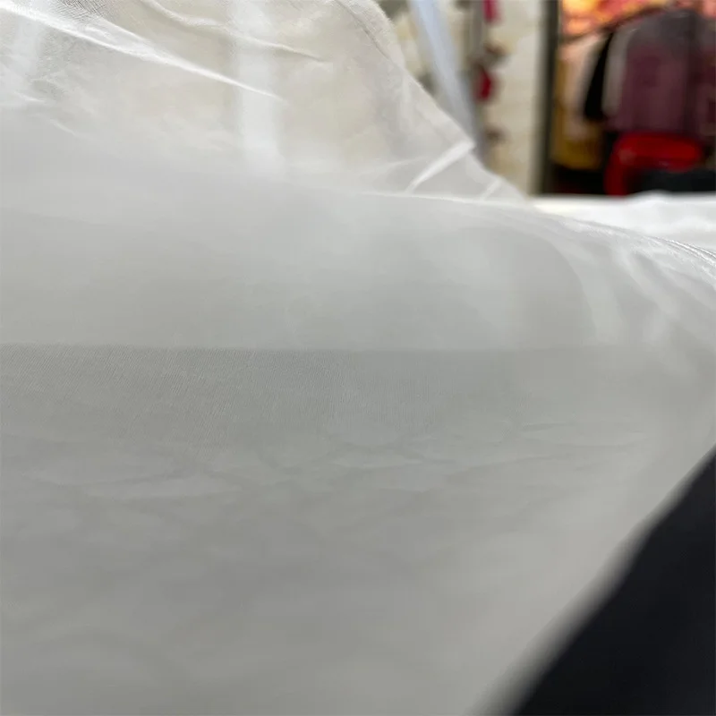 OEKO 8mm 114cm mulberry silk fabric pure white raw silk organza jacquard organza fabric for wedding dress