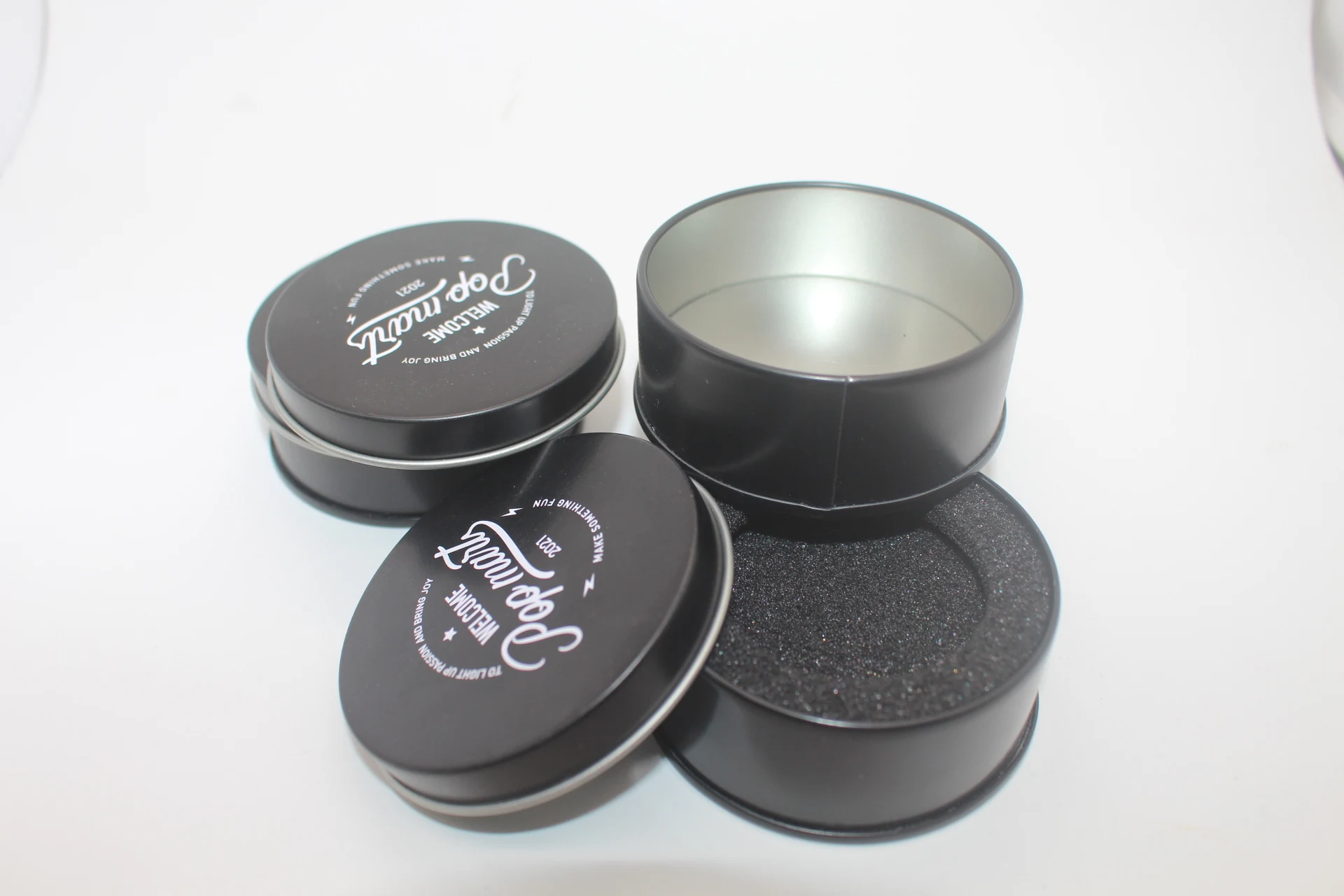 round candle can white cake tin box gift Herb Canister Lip Balm Tin Tea Caddy cookie