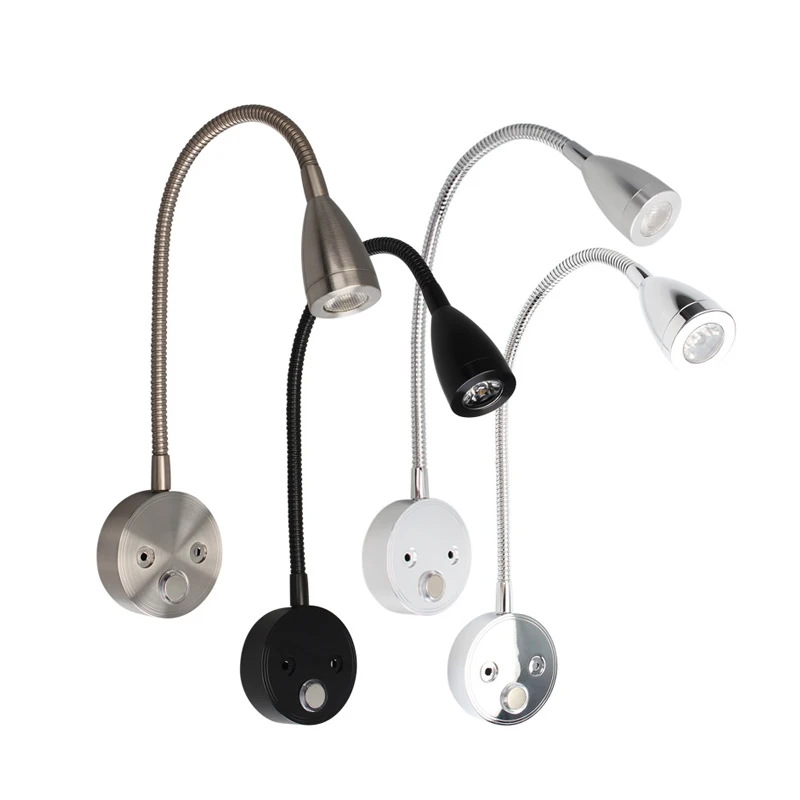 2W 12-24V LED working lamp for RV Trailer Van Boat Swivel Wall Lamp 30V Reading Lamp Bedroom Wall-Mounted Beside Lights