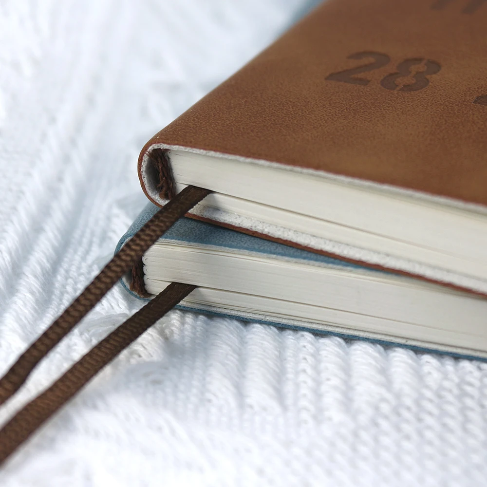 Customized logo gold foil stamping leather soft cover notebook a5 business office journal notebook with gift box packing