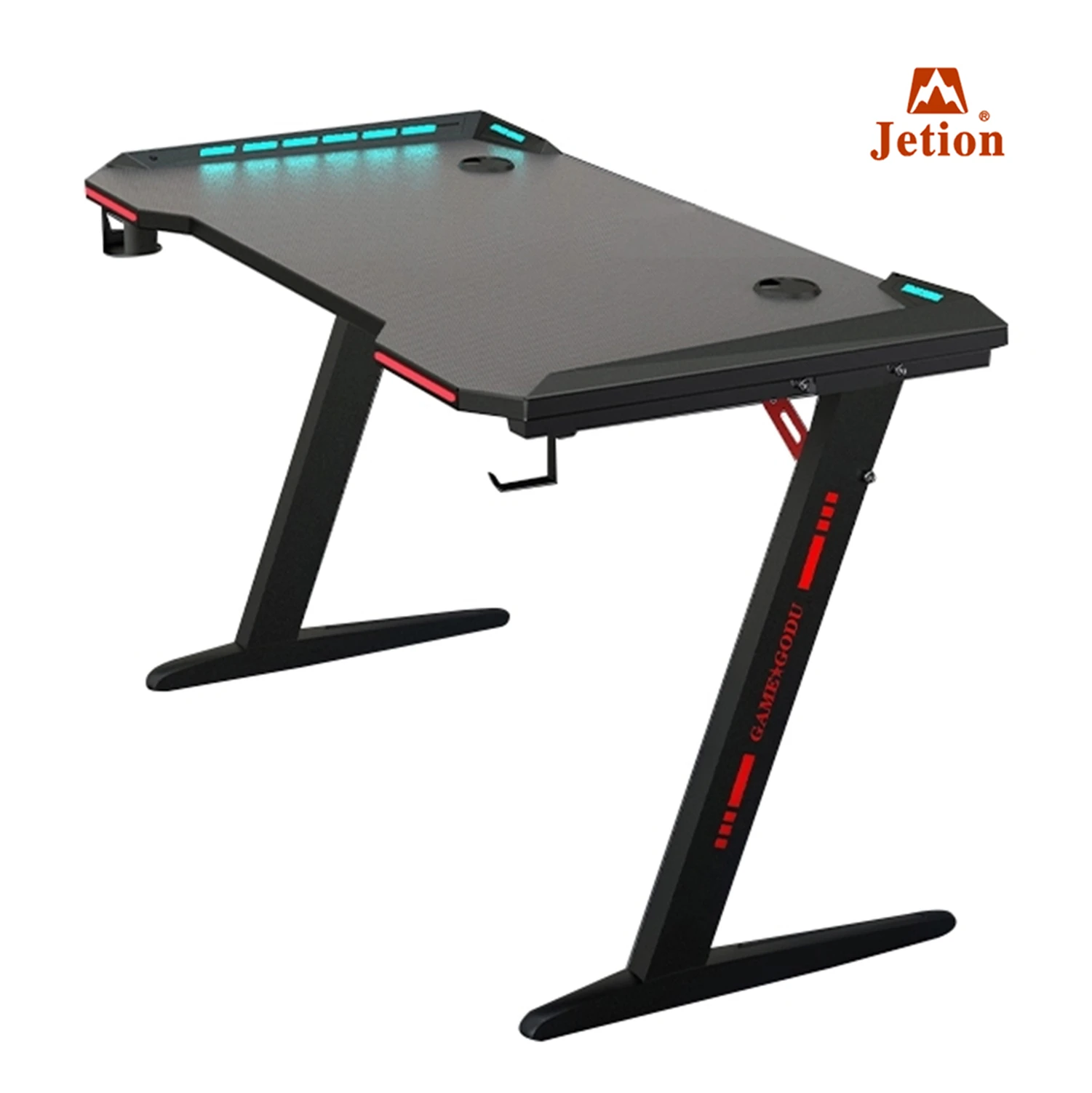 
2021 New design best sell black color RGB multi colors gaming pc game desk table standing gaming desk for gamer 