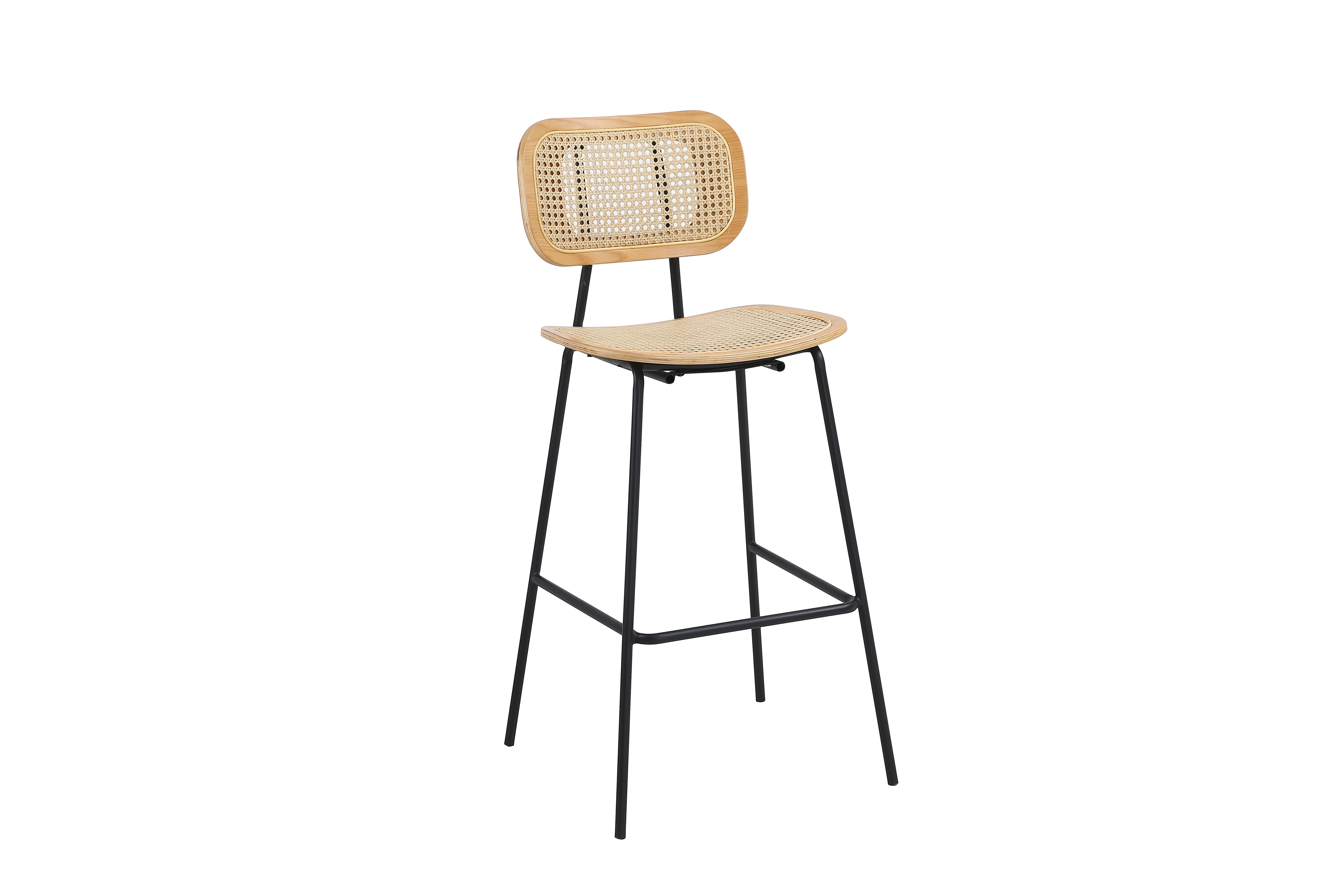 AM-0790 RATTAN & PLYWOOD & METAL FRAME BARSTOOL