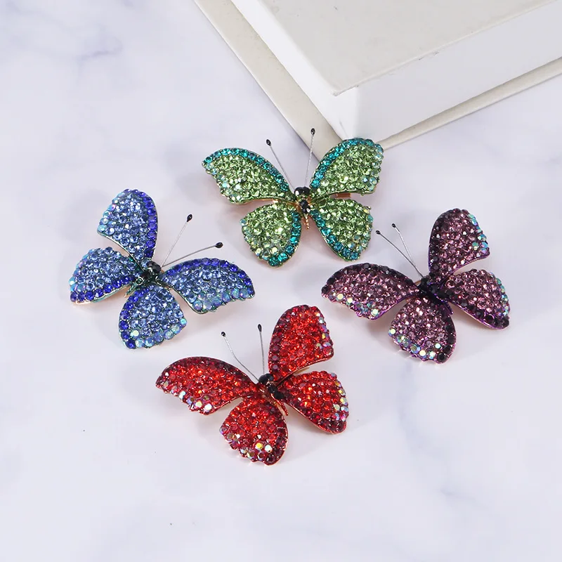 Custom Large Gold Plated Colorful Rhinestone Crystal Alloy Metal Brooches