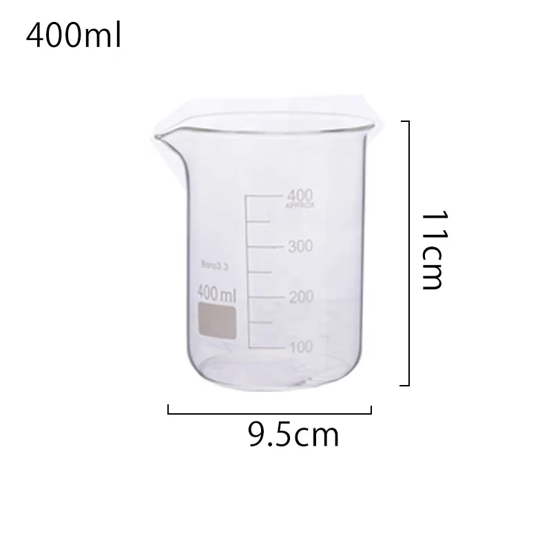 4 Piece Economy Borosilicate Glass Measuring Beaker Set Graduated Low Form Griffin Beaker