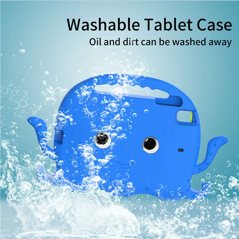 Tablet cover kids Octopus cartoon with pencil slot handle shoulder strap shockproof soft foam EVA case for iPad mini 5/mini 4