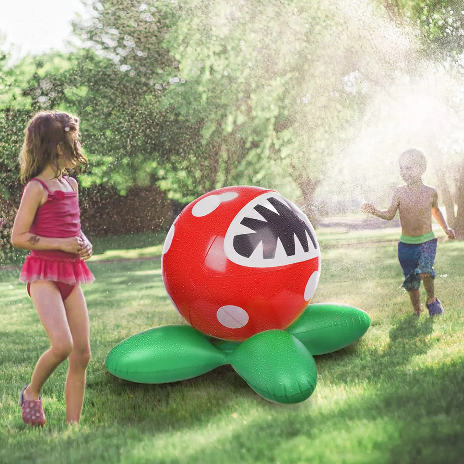 Kids Inflatable Sprinkler Water Toys:Chomper Plants Fun for Children Summer Outdoor Activities Backyard Garden Lawn Spray Games
